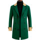 Green Double-breasted Contrast-trim Overcoat