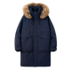 Navy Faux Fur Hood Long Parka