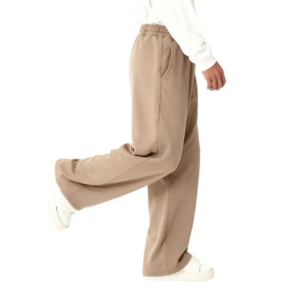 Beige Wide-Leg Sweatpants