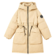 Beige Drawstring Waist Long Puffer Coat