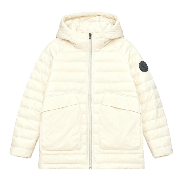 Cream Lightweight Long Puffer Coat