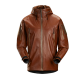 Tan Leather-Look Technical Jacket