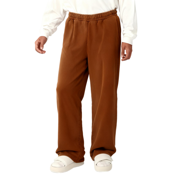 Brown Wide-Leg Satin Pants