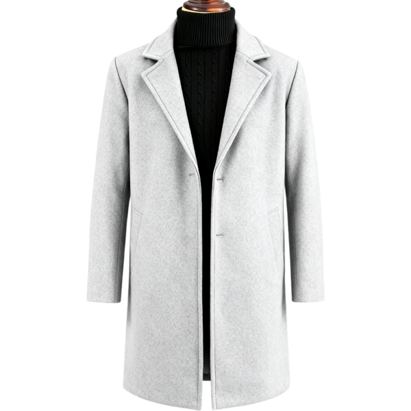 Light Gray Wool-like Single-breasted Overcoat