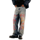 Handwritten Character Print Oversized Denim Jeans